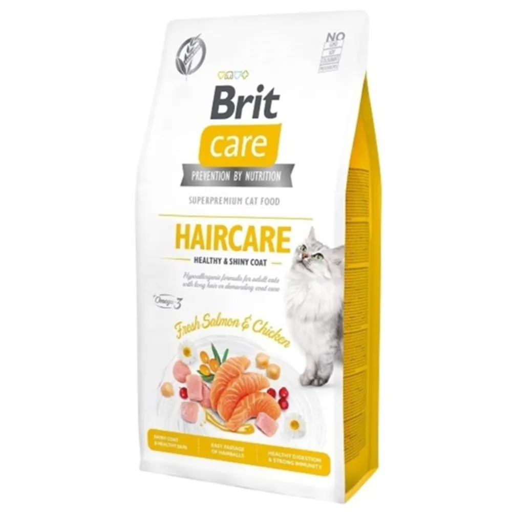غذای خشک گربه بریت مدل Hair Care وزن 2 کیلوگرم